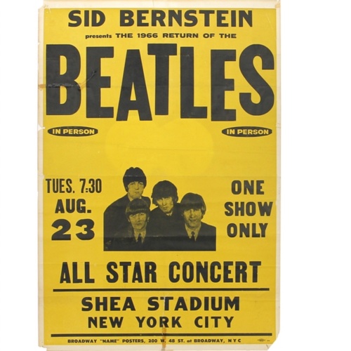 The Beatles Only Known Oversized 1966 Shea Stadium Poster For Sale For 